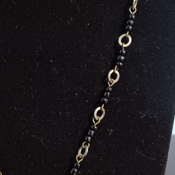 Bronze-Toned Asymmetrical Chain Necklace with Butterfly Pendant, 24" - Picture 3 of 4